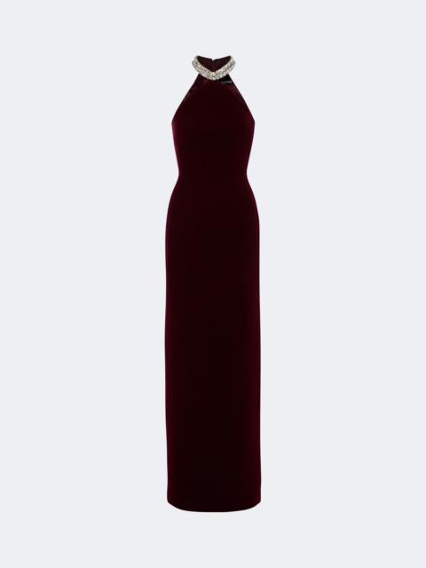David Koma Embellished halterneck velvet gown