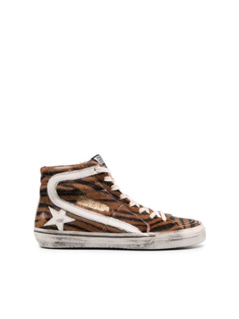 zebra-print high-top sneakers