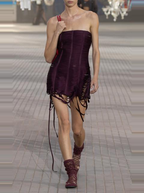 THE ATTICO Ribbon-Detailed Tulle Mini Dress burgundy