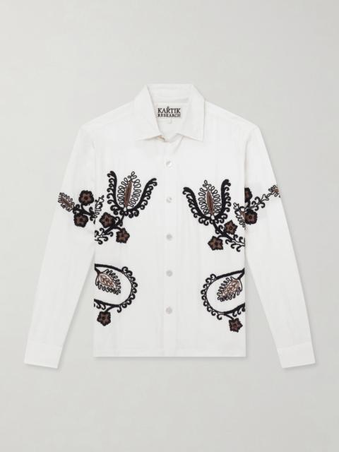 KARTIK RESEARCH Bead-Embellished Embroidered Cotton-Poplin Shirt