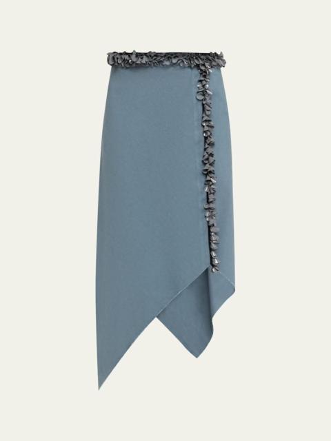 diotima Darliston Embellished Asymmetric Cotton Midi Skirt
