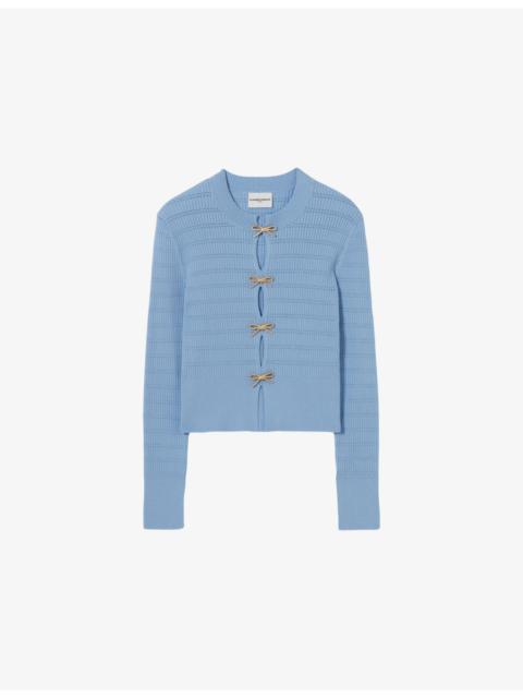 Claudie Pierlot Bow-Embellished Stretch-Knit Jumper
