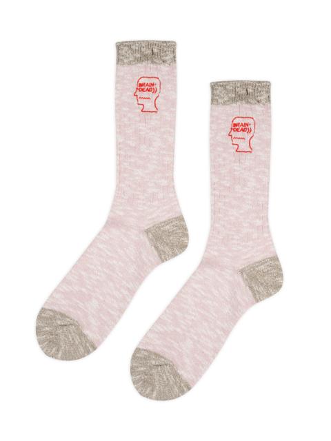 BRAIN DEAD Marled Logo Head Socks - Pink