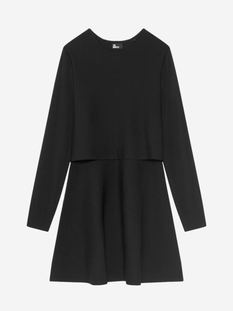 The Kooples SHORT TROMPE L'OEIL DRESS IN BLACK MESH