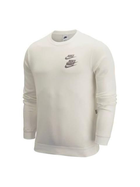 Nike Unisex Nike Sportswear Logo Printing Round-neck Sports Sweatshirt White DV7381-133