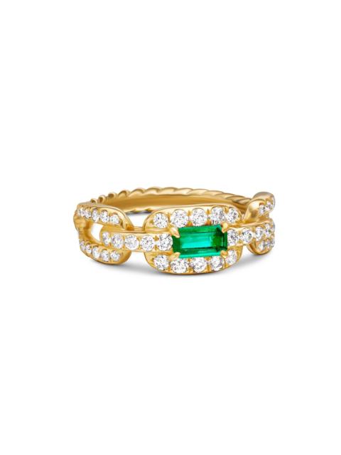 DAVID YURMAN Women's Stax Chain Link Stone Ring in 18K Yellow Gold - Emerald