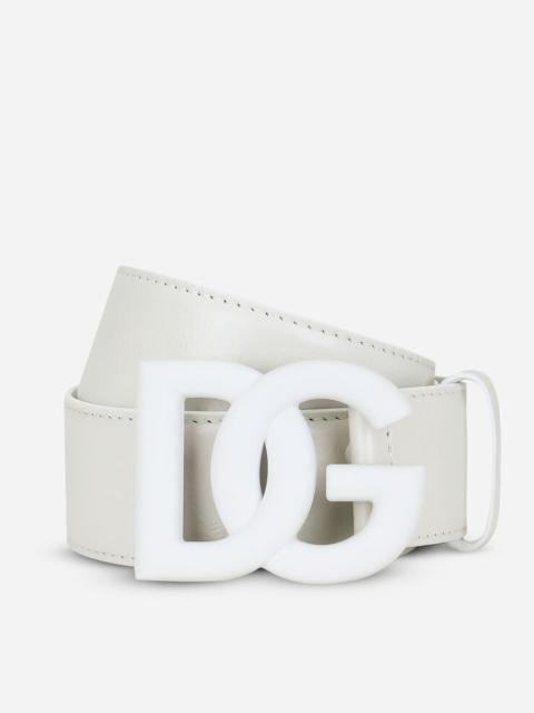 Dolce & Gabbana Matte nappa leather belt with crossover DG logo buckle