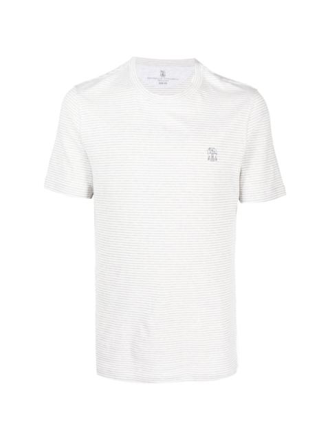 Brunello Cucinelli cotton-linen striped T-shirt