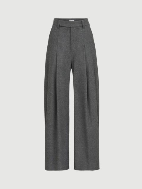 Brunello Cucinelli Virgin wool and cashmere twill flannel pleated barrel trousers with monili