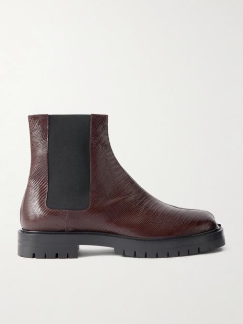 Maison Margiela Tabi Lizard-Effect Leather Chelsea Boots Brown