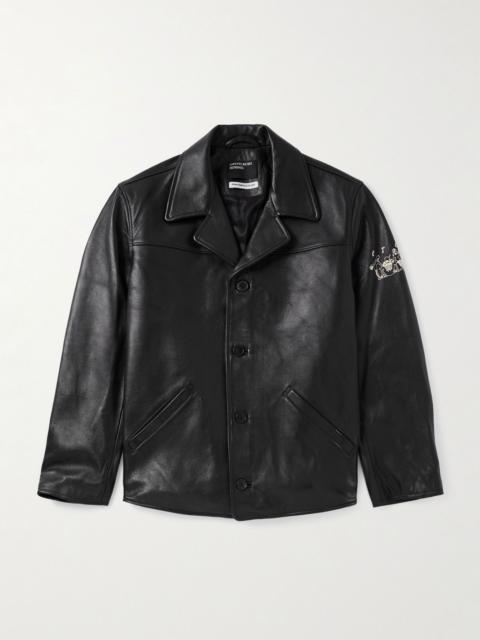 Enfants Riches Déprimés Sunday Drive Logo-Print Leather Blazer Black