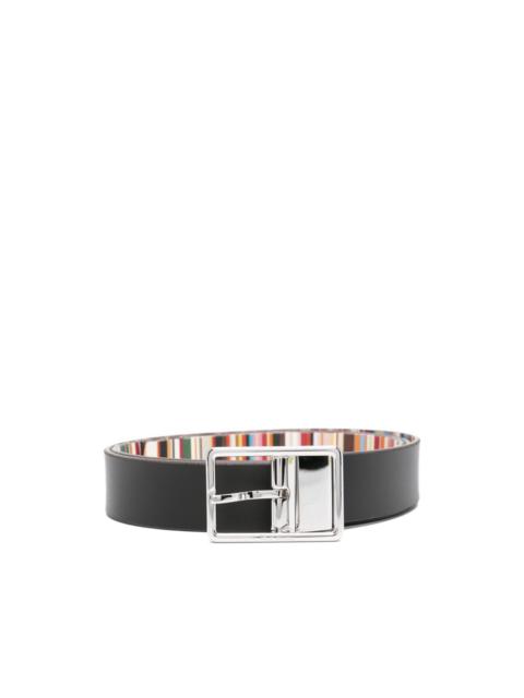 striped-reversible leather belt