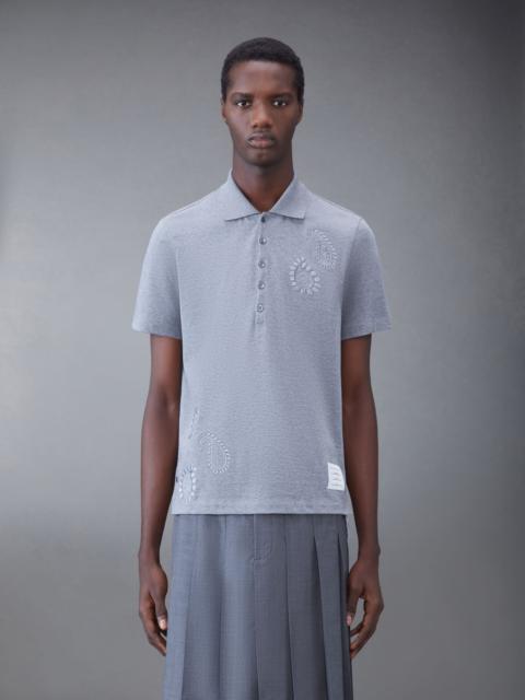 Thom Browne Midweight Jersey Paisley Short Sleeve Polo
