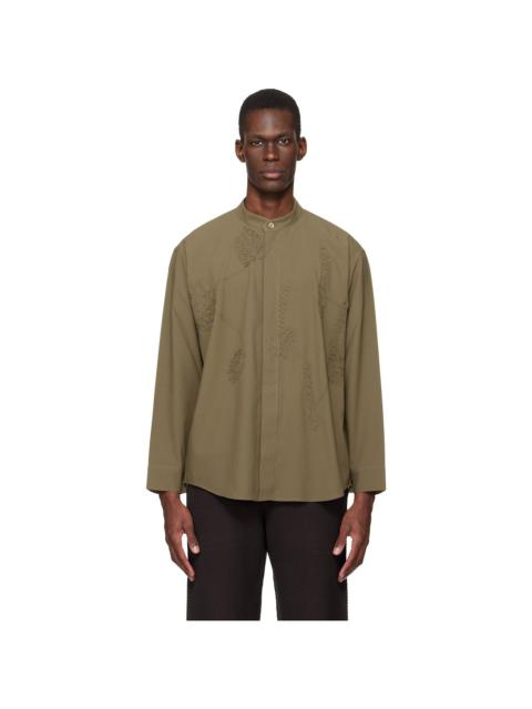 ISSEY MIYAKE Khaki Embroidery Press Shirt