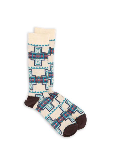 ANONYMOUSISM Anonymous Ism Native Pattern Crew Sock Brown