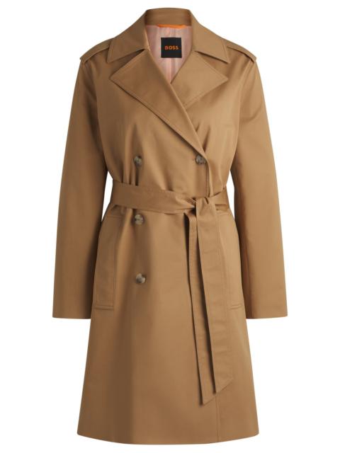 BOSS WATER-REPELLENT TRENCH COAT IN STRETCH-COTTON GABARDINE
