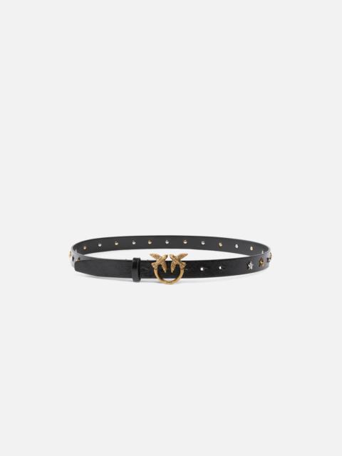 PINKO 2.2-CM BELT WITH STUDS AND LOVE BIRDS BUCKLE