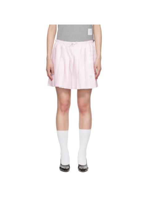 Thom Browne Pink Oxford 4-Bar Drawstring Pleated Miniskirt