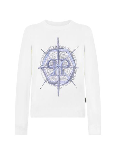 PHILIPP PLEIN crew-neck wind rose sweater