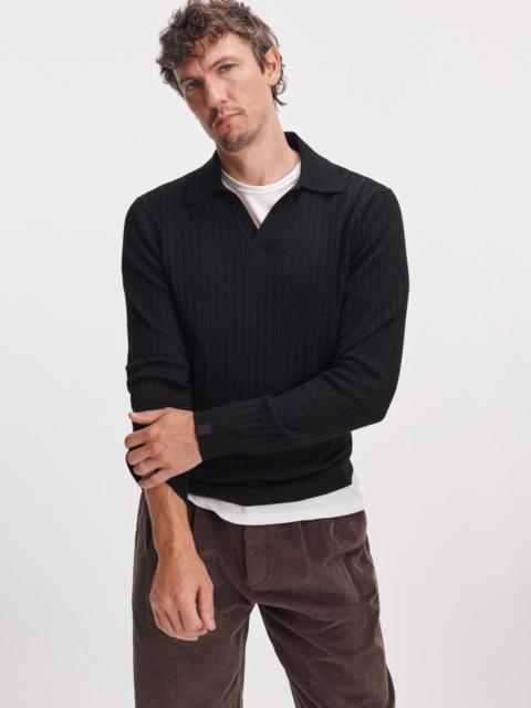 rag & bone Osborne Ribbed Wool-Silk Polo