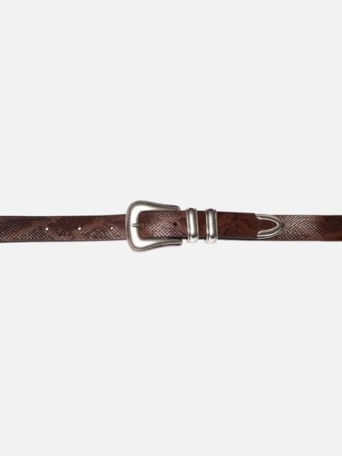 Nudie Jeans Western Faux Snake Silver Belt Dark Brown
