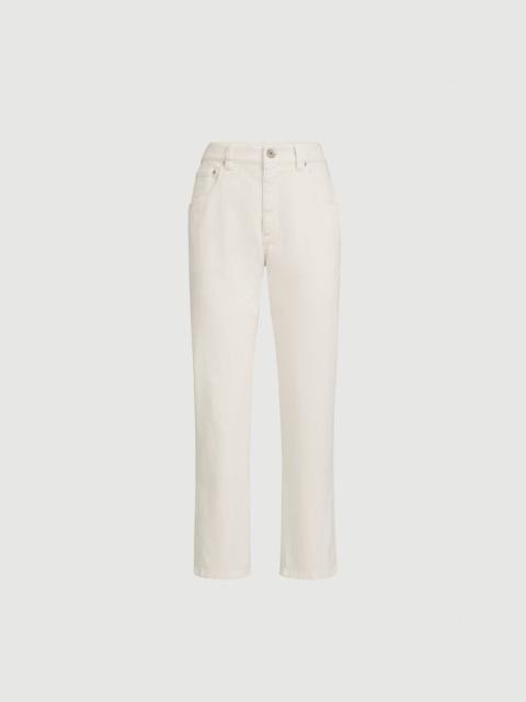 Brunello Cucinelli Dyed denim five-pocket straight trousers with shiny bartack