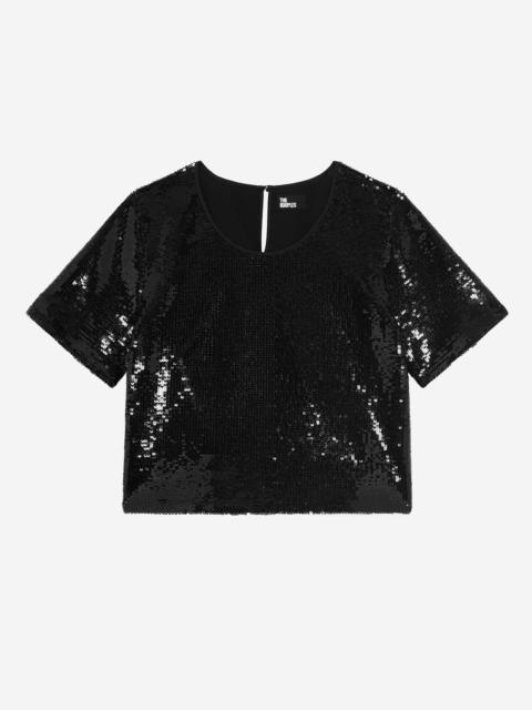 The Kooples BLACK SEQUIN TOP