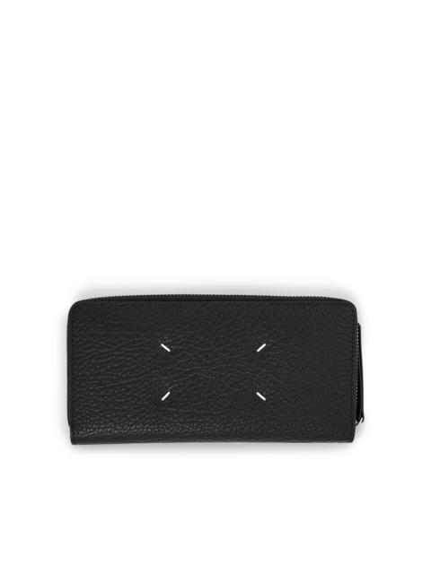 Four Stitches Zip Around Wallet in Black