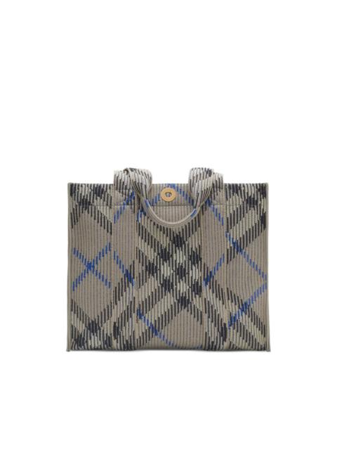 Burberry small Check knitted tote bag