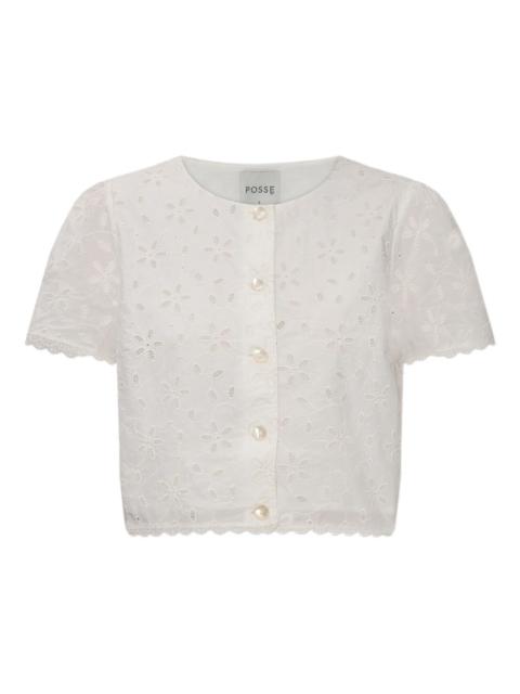 POSSE Salma floral-embroidered crop top