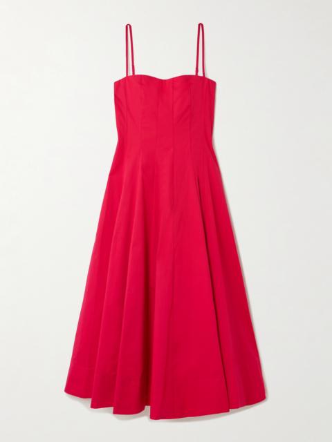 STAUD Wylie Paneled Cotton-blend Poplin Midi Dress