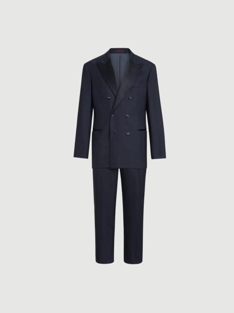 Brunello Cucinelli Lightweight virgin wool and silk twill tuxedo with one-and-a-half breasted jacket and double-pleated