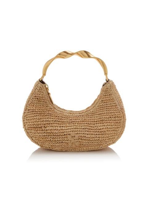 Nixi Twist Handle Raffia Shoulder Bag neutral