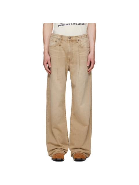 R13 Beige Damon Pleated Jeans