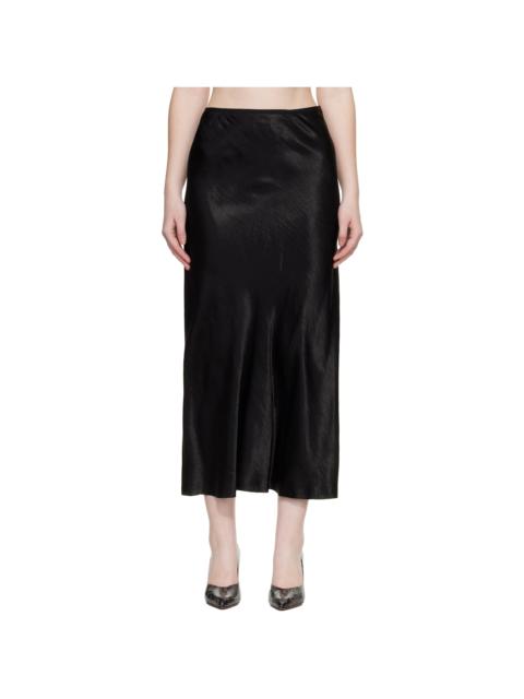 Maison Margiela Black Satin Midi Skirt