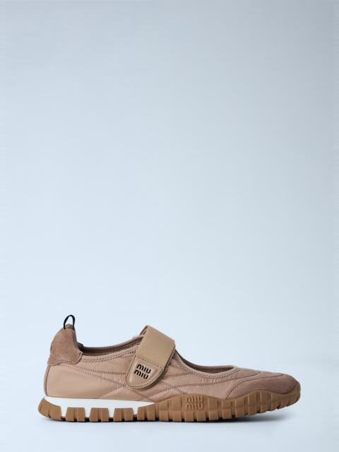 Miu Miu Tyre Technical Fabric And Suede Ballerinas