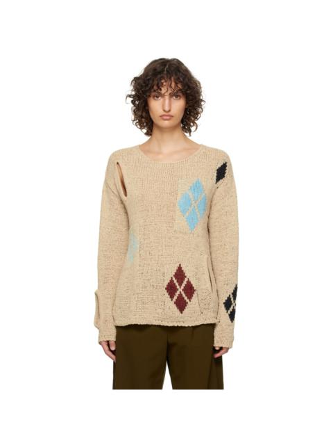 OPEN YY Argyle Box Hoodie | club21 | REVERSIBLE