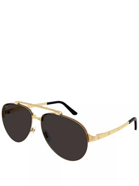 Cartier Santos Evolution 24K Gold Plated Pilot Sunglasses, 61mm