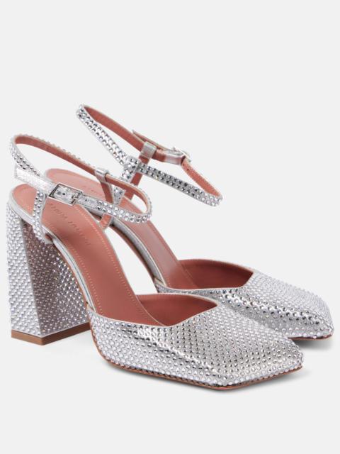Amina Muaddi Charlotte crystal-embellished satin pumps