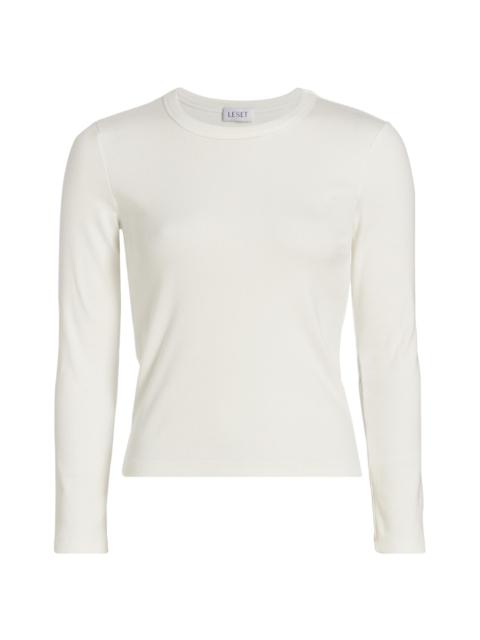 LESET Women's Kelly Long-Sleeve Slim-Fit T-Shirt - White