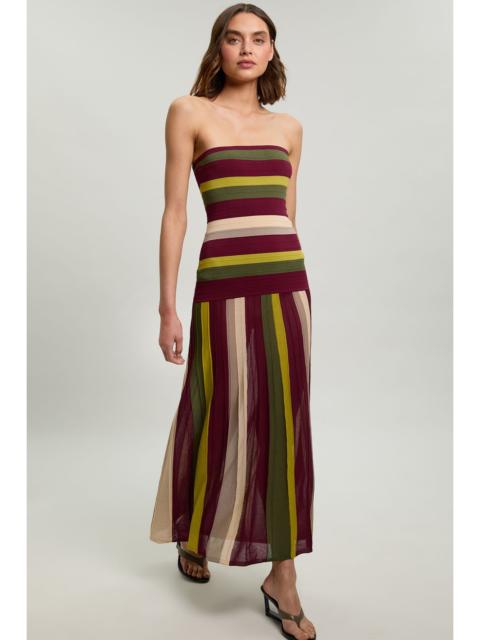 KAREN MILLEN Striped Bardot Knit Maxi Dress