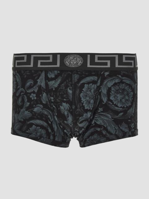 VERSACE Men's All Over Baroque Print Trunk Brief - Black Grey