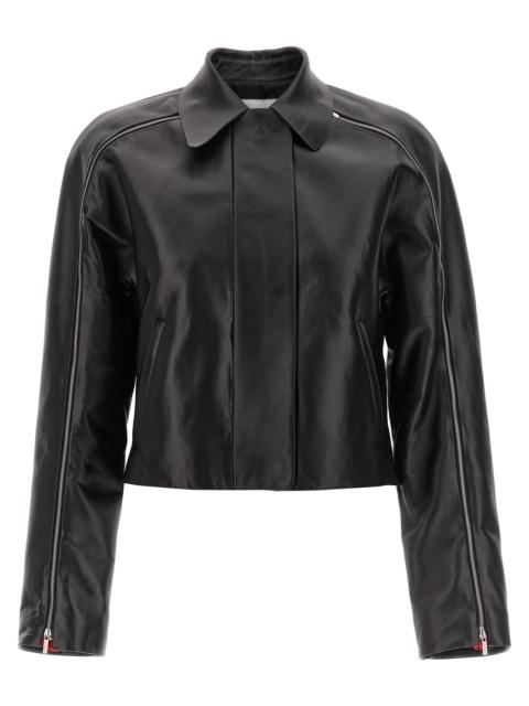 Leather Blouson Casual Jackets, Parka Black