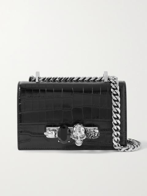 Alexander McQueen Jewelled Satchel Embellished Croc-effect Leather Shoulder Bag