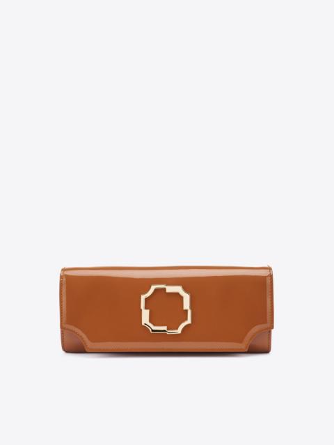 MALONE SOULIERS Vivien Brown Patent Leather Wallet on Chain