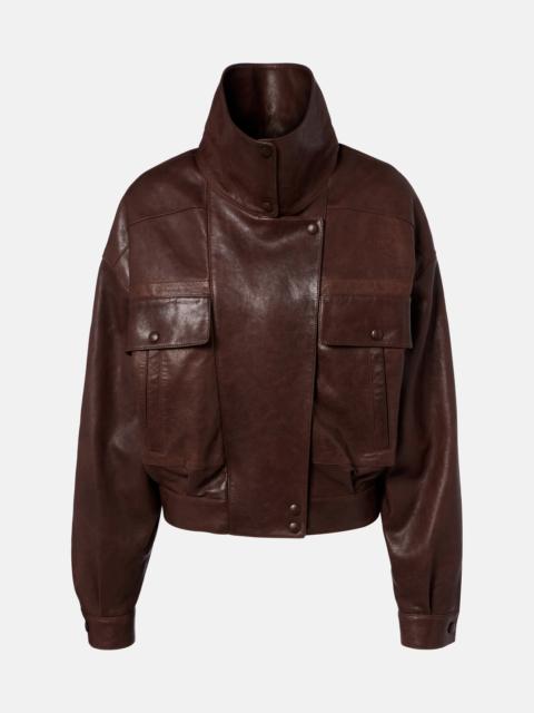 SAINT LAURENT Leather bomber jacket