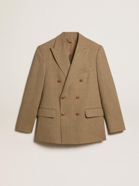 Golden Goose Men’s pale beech-colored double-breasted blazer