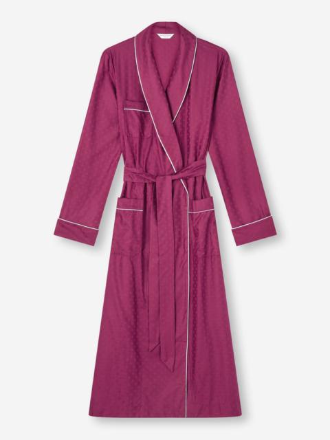 Derek Rose Women's Long Dressing Gown Kate 7 Cotton Jacquard Berry