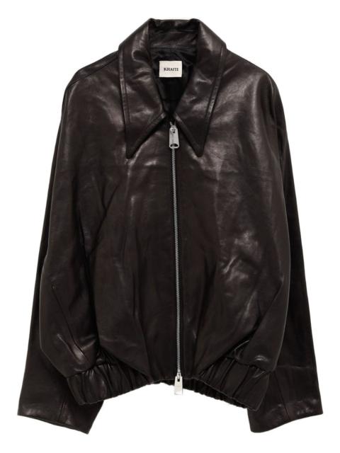 ruched-hem lambskin jacket