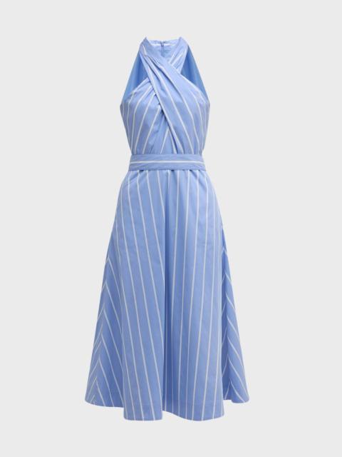 VERONICA BEARD Baylee Stripe Halter Midi Dress